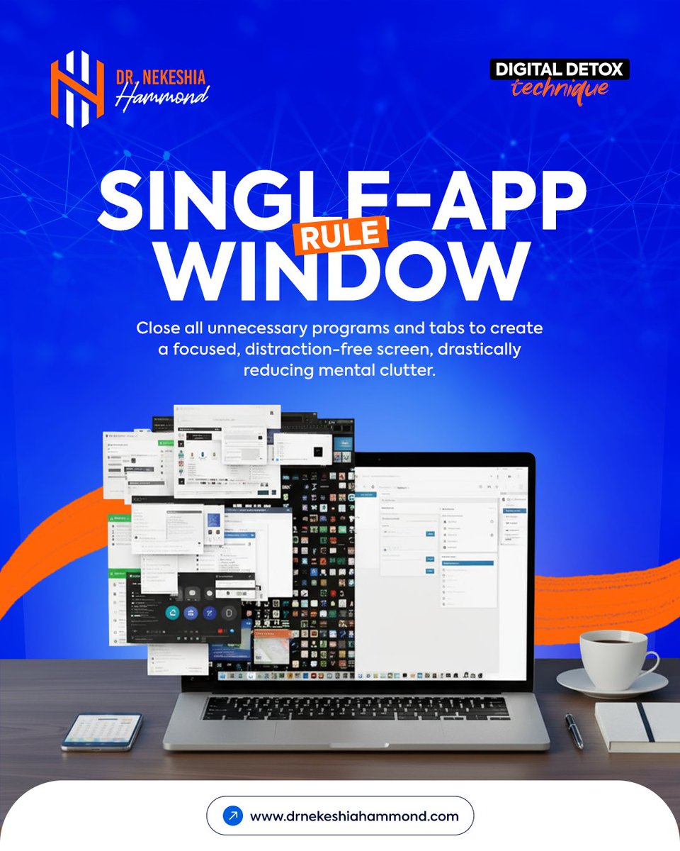 Dr_Hammond's tweet image. Focus is a form of self-care. Close every extra tab—literally and mentally—and give your full attention to one task at a time.  You’ll be amazed at how much lighter and clearer your mind feels.

#DigitalDetox #FocusMode #WorkplaceWellness #MentalClarity #DrNekeshiaHammond