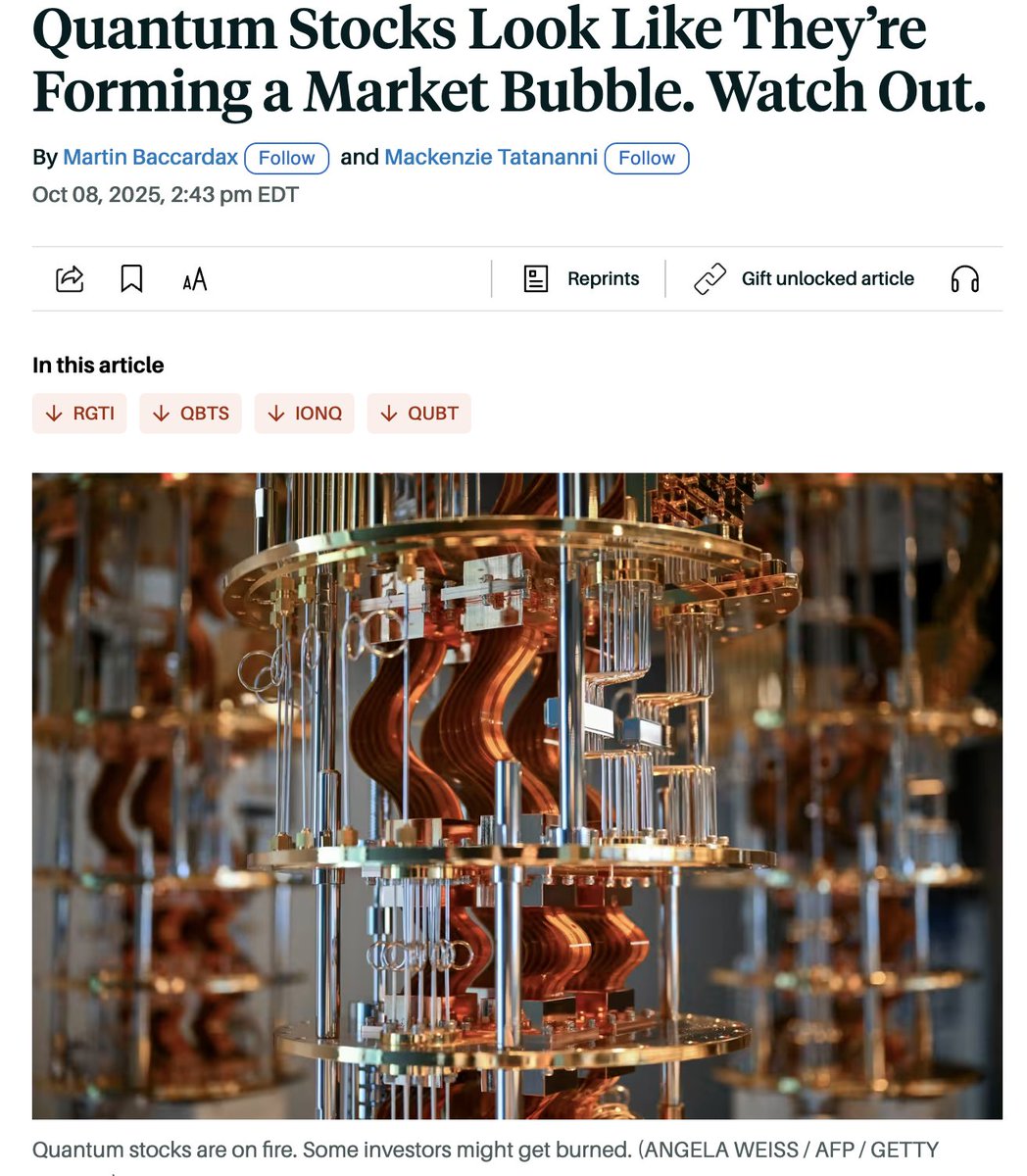 wallstengine's tweet photo. Barrons: Quantum Stocks Look Like They’re Forming a Market Bubble.

$RGTI $QUBT $QBTS $IONQ https://t.co/dqYz4p5uFC