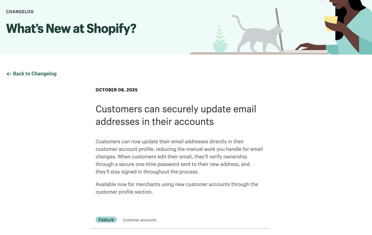 Michael Hall (@kmichaelhall) on Twitter photo 10 years ago, the team at <a href="/helium_dev/">Helium</a> built a FREE app called "Customr" that had only one function: let customers edit their email address.
Today, Shopify has made this functionality available to all Shopify merchants. 10 years ago, the team at <a href="/helium_dev/">Helium</a> built a FREE app called "Customr" that had only one function: let customers edit their email address.
Today, Shopify has made this functionality available to all Shopify merchants.