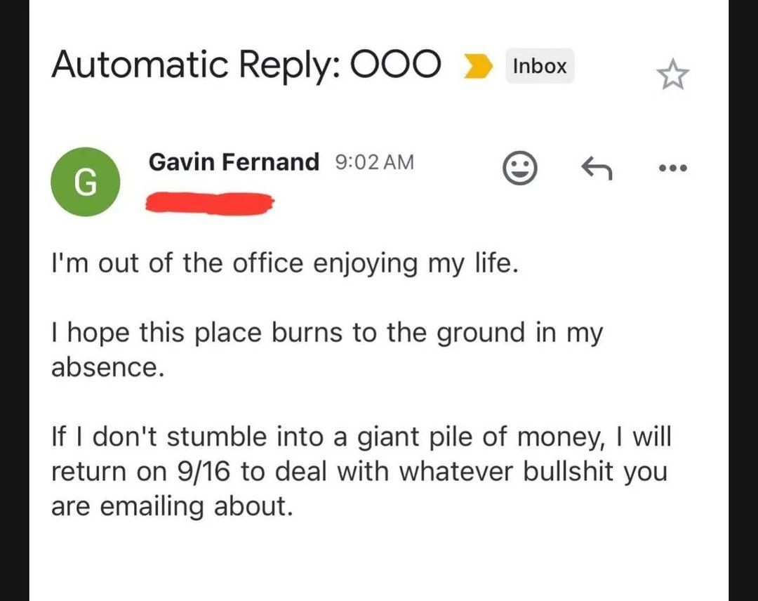 funny but accurate out of office reply