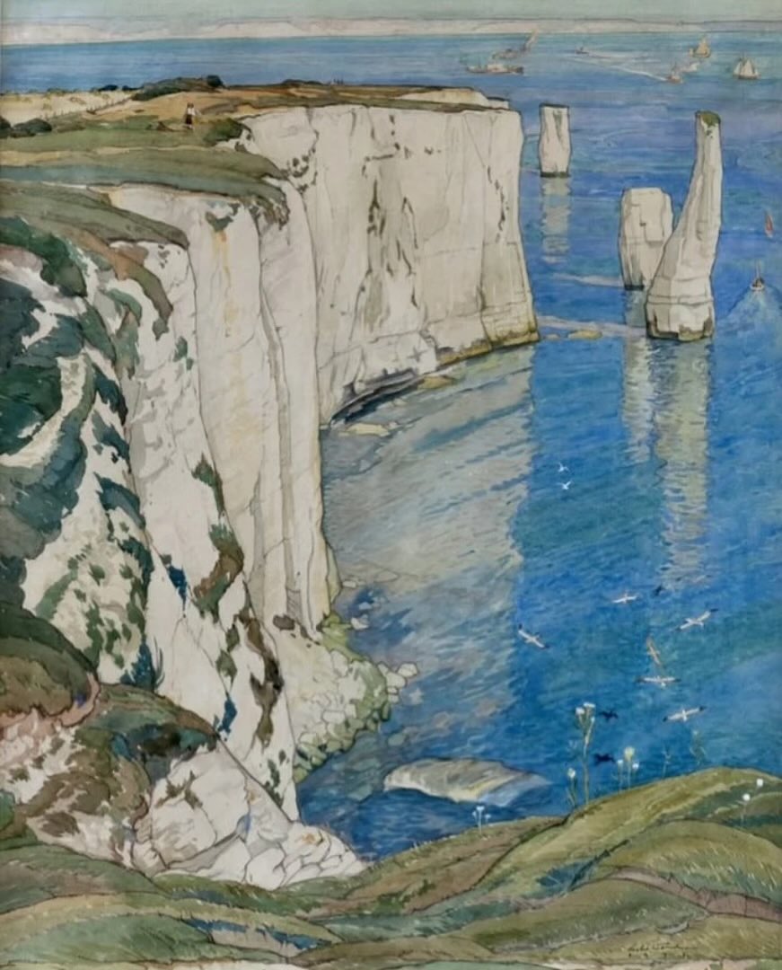 WilhelmGustloff's tweet image. Philip Leslie Moffat Ward 
Chalk Cliffs near Swanage
1931
watercolour on paper