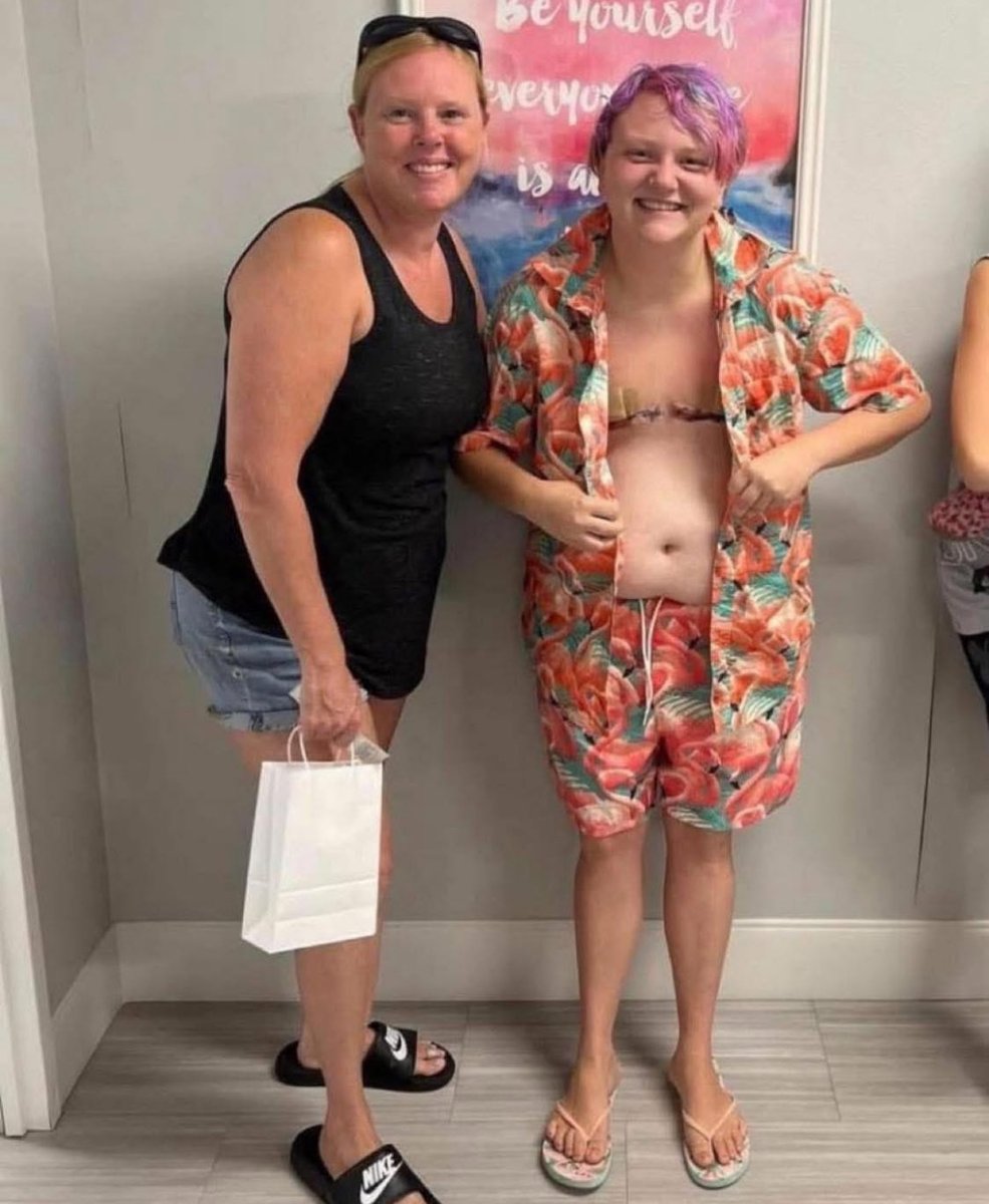 angrifrog's tweet image. What do you call a mother that encouraged her daughter to surgically remove her breasts…..