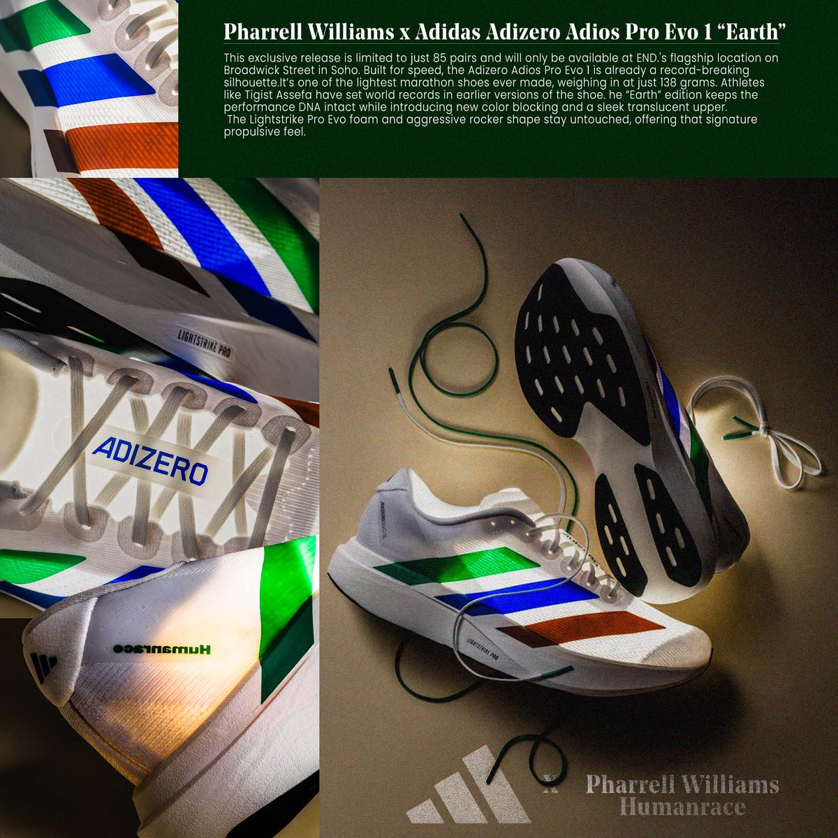fabi_graphix's tweet image. Day 6 Sneakers Poster : Grounded in nature,built for speeed ~ @Pharrell x @adidas Adizero Adios Pro Evo 2 Earth under the brand @humanrace 
Photo credit @ad__sneaks 

#30DaysSneakerPoster #posterdesign #sneakerheads #Poster