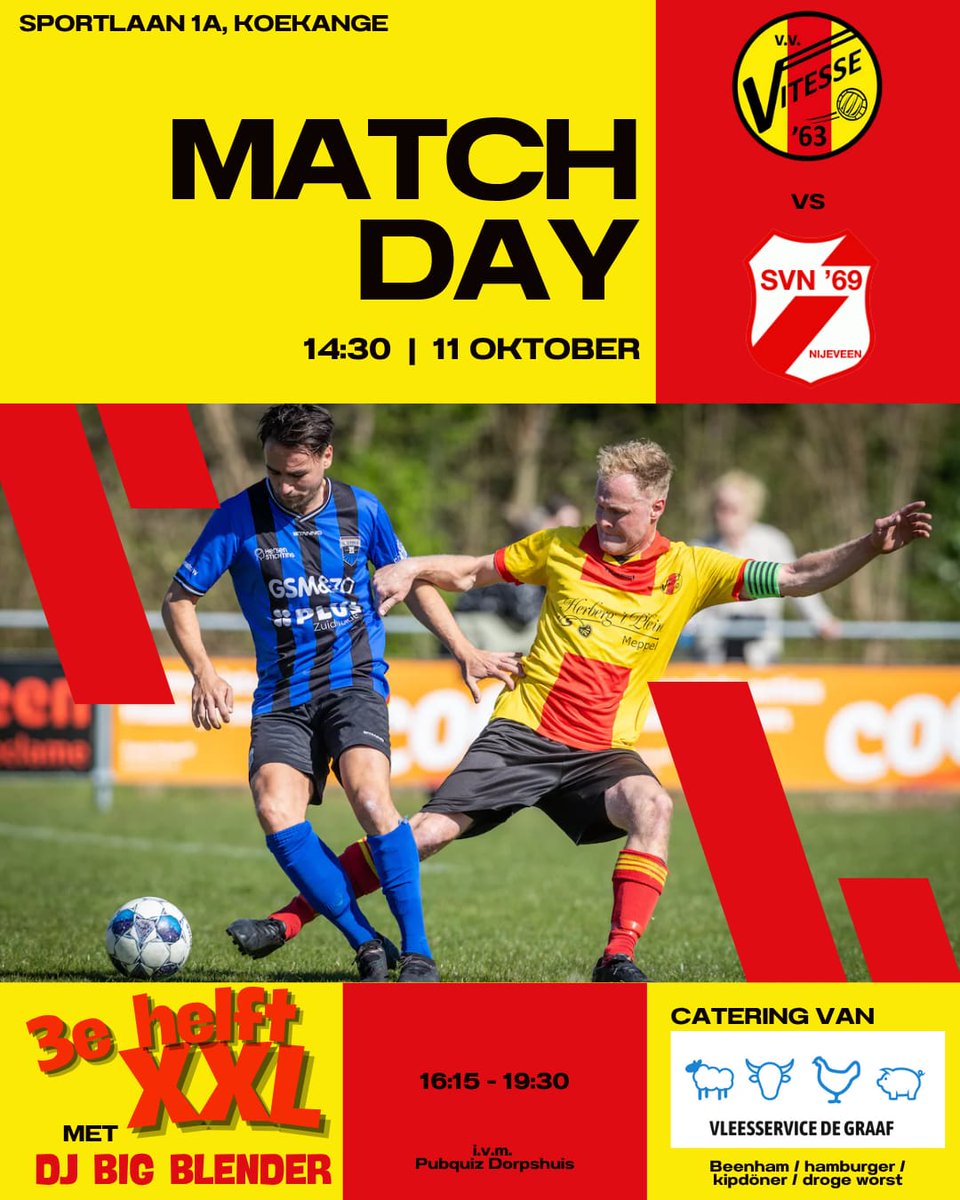 STREEKDERBY | Vitesse'63 - SVN'69 met 3e helft XXL! Genoeg redenen om te komen kijken ⚽️ en te blijven hangen 🍻🎵