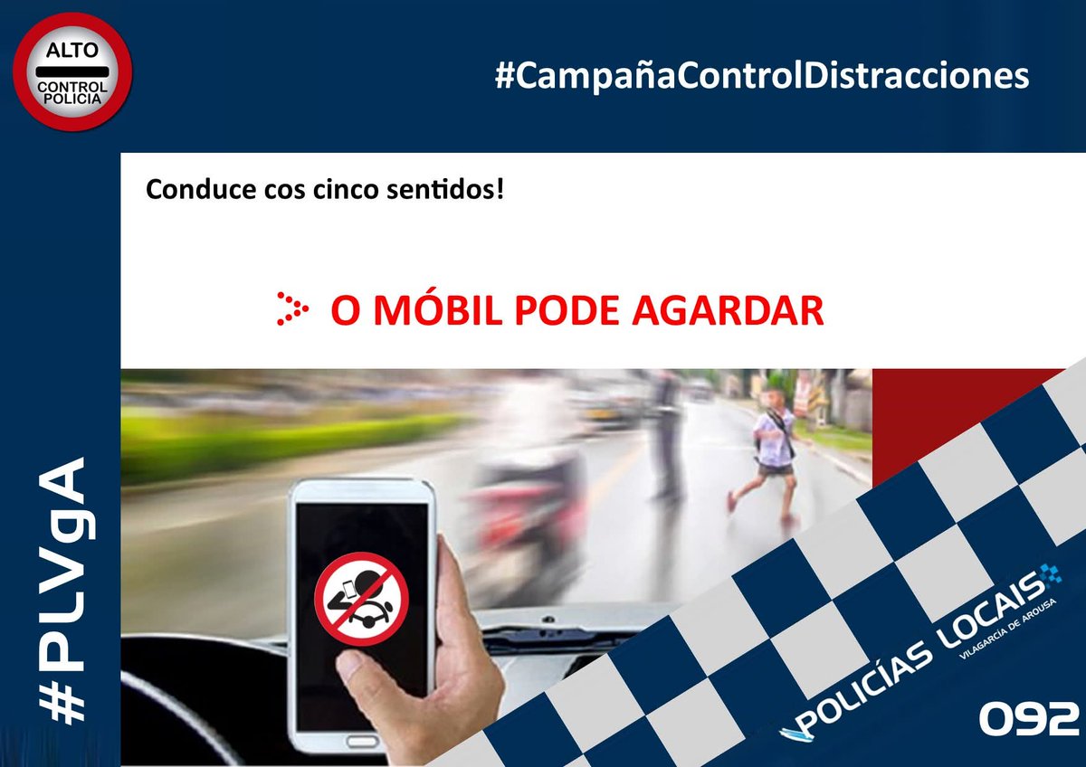 #seguridadeviaria #CampañaControl #CampañaControlDistracciones e #distraccions #CeroDistraccións #ceromobil dende o 6 ao 12 de outubro de 2025
#092ATúaPolicíaDeProximidade #policíalocal #vilagarcía #vilagarciadearousa #PLVgA #policialocaldegalicia
#NoEsPorLaMulta