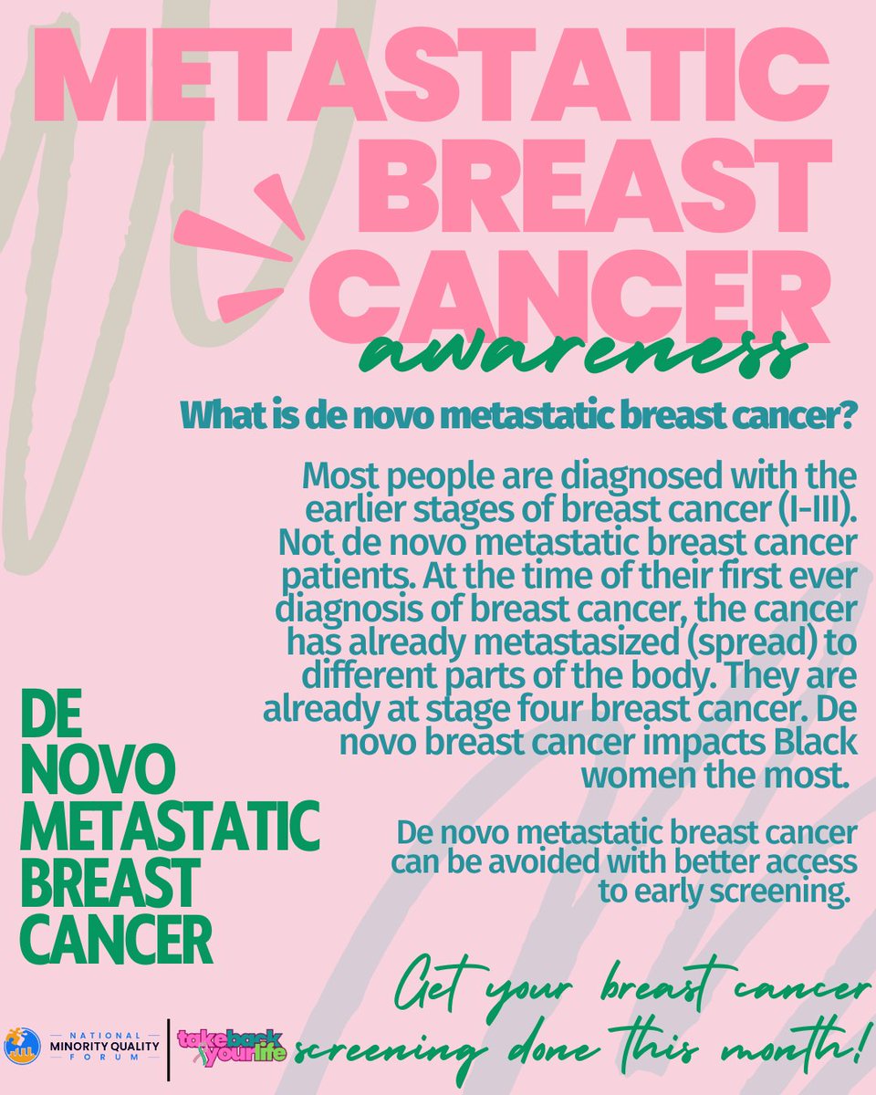 NMQF's tweet photo. Behind every statistic is a story and this is one that impacts Black women the most. 💚 
✨If you're living with mBC, your story can light the path for someone else.

👉 Take back your life—share your story today: https://t.co/AFszytuxey
#SOSWithMBC #BreastCancerAwareness #MBC https://t.co/qZZqoh7i9a