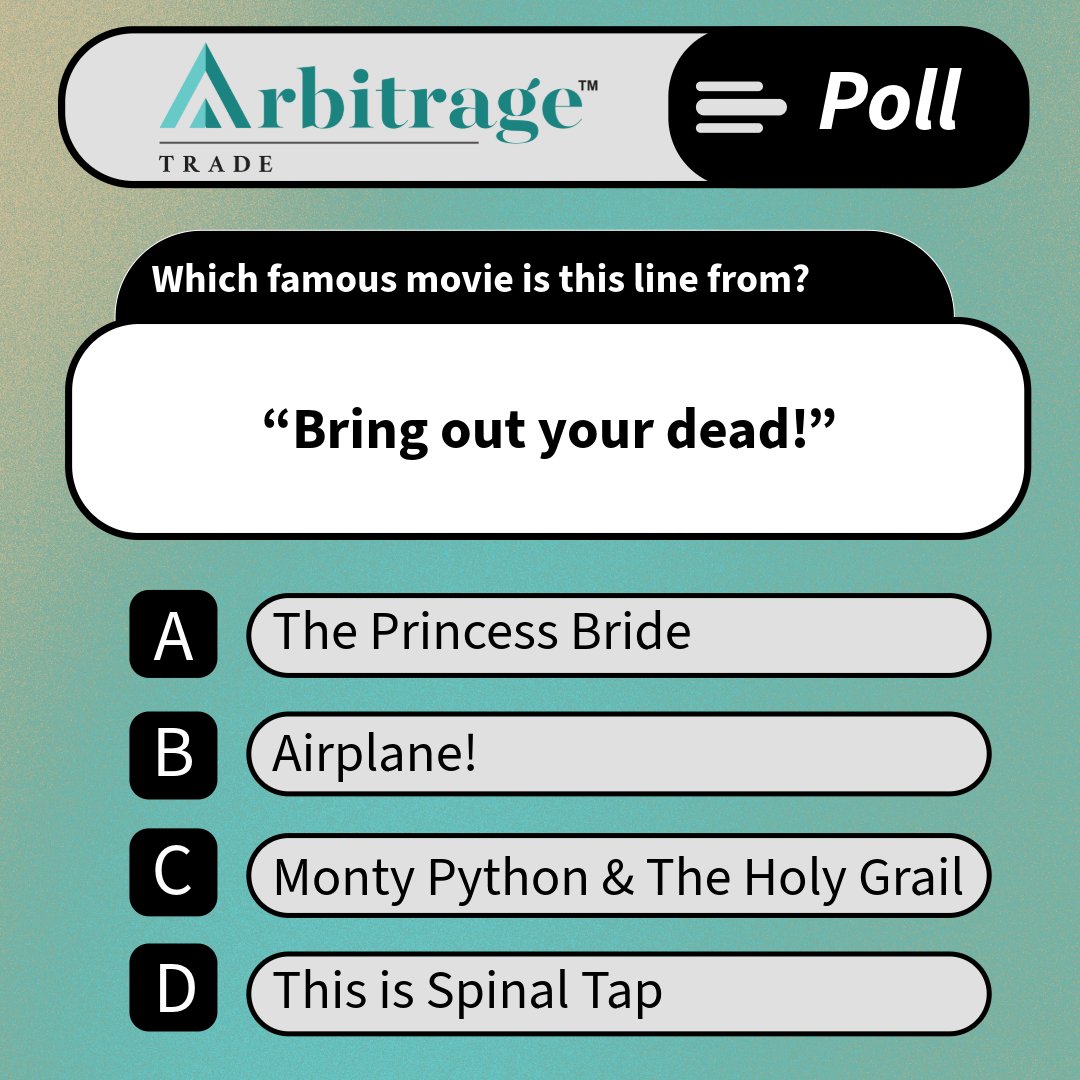 arbitrage_trade's tweet image. Sometimes the market feels like a comedy sketch — unpredictable, absurd, and full of surprises. The trick is knowing when to laugh… and when to take profit. #MarketHumor #TradingComedy #FinanceFun #ArbitrageTrade #SmartInvesting #TraderLife #MarketMoves

Which famous movie line…