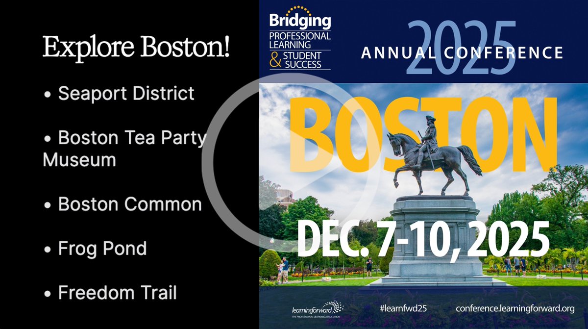 LearningForward's tweet image. Boston is more than the backdrop for #LearnFwd25 — it&apos;s part of the experience! Our Host Committee shares favorite spots to explore between sessions. From historic landmarks to local favorites, discover why this December in Boston will be unforgettable. Watch now and start…