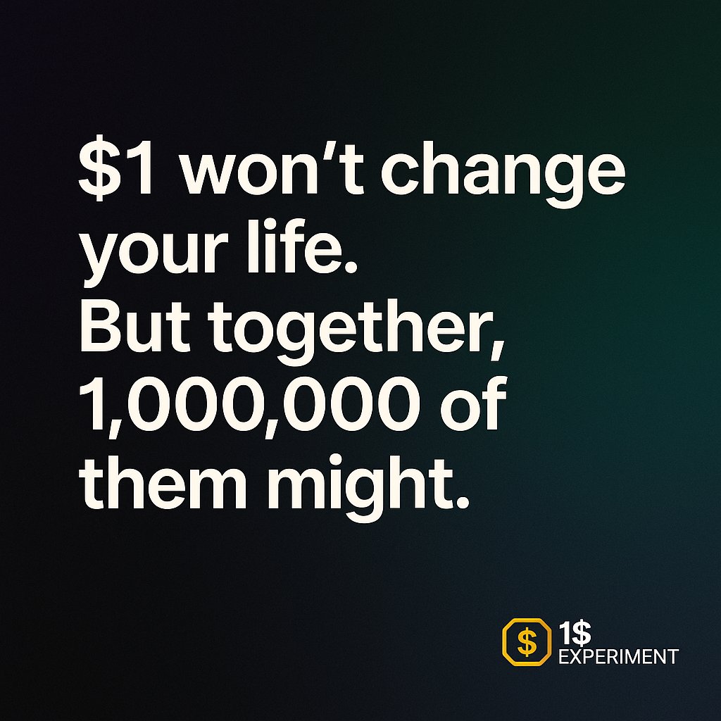 MintDetector1's tweet photo. What happens if 1,000,000 people send just $1?
No utility. No roadmap. No promises.
Just a question — can curiosity alone move $1,000,000?
💰 https://t.co/yd8C8MqeQK
#1DollarExperiment #EXPR #crypto #WLFI https://t.co/CLOhiE8rLp