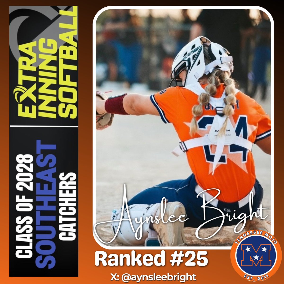 AynsleeBright's tweet image. THANK YOU! @ExtraInningSB Injuries tested me, but they didn’t stop me. Feeling blessed to be ranked #25 among the Southeast’s best behind the plate! 
Proud to represent Tennessee Mojo Ramsey/Kalani 16U and thankful for every coach, teammate, and rep that helped me grow.…