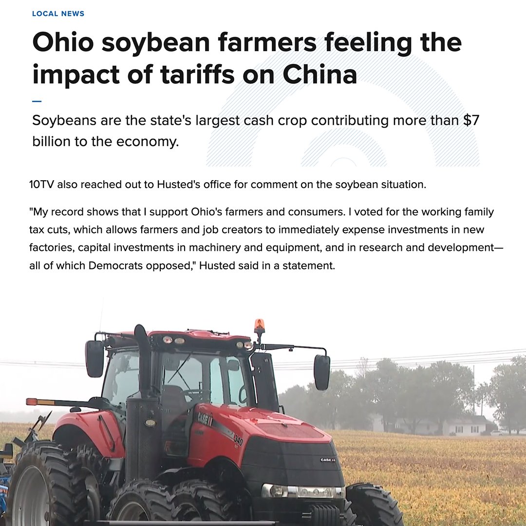 Ohio farmers are grappling with the economic pain from tariffs.

Jon Husted won’t say a word about the tariffs, but he’ll gladly remind farmers that he voted to cut their health care. #OHSen