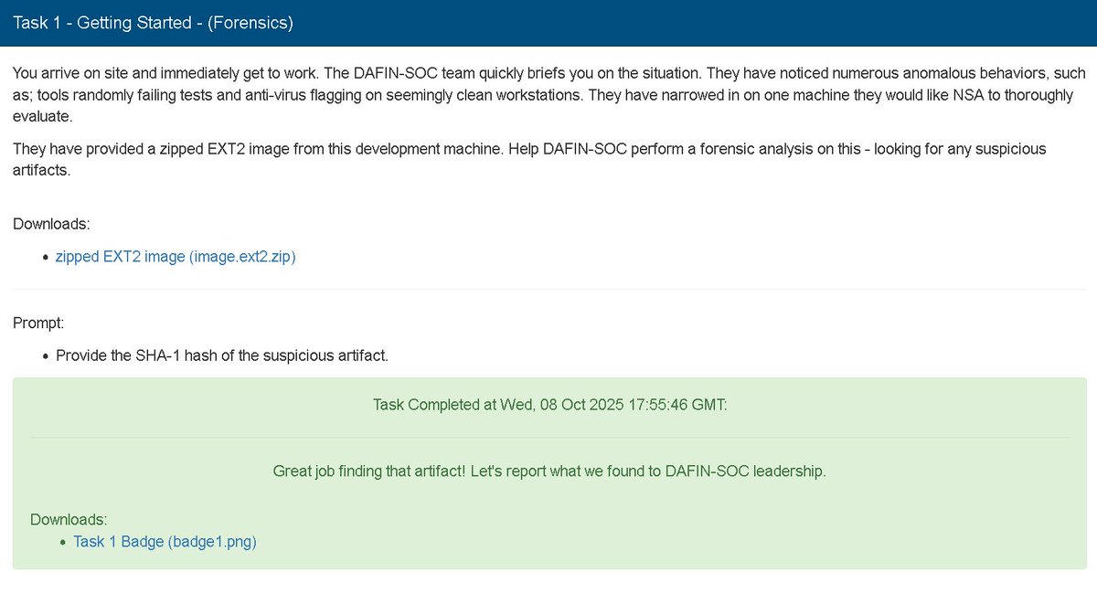 Pwned Task 1 of the 2025 <a href="/NSAGov/">NSA/CSS</a> Codebreaker Challenge. 

Due to the integrity and rules, I will create my write ups of all challenges completed at the end of the competition.