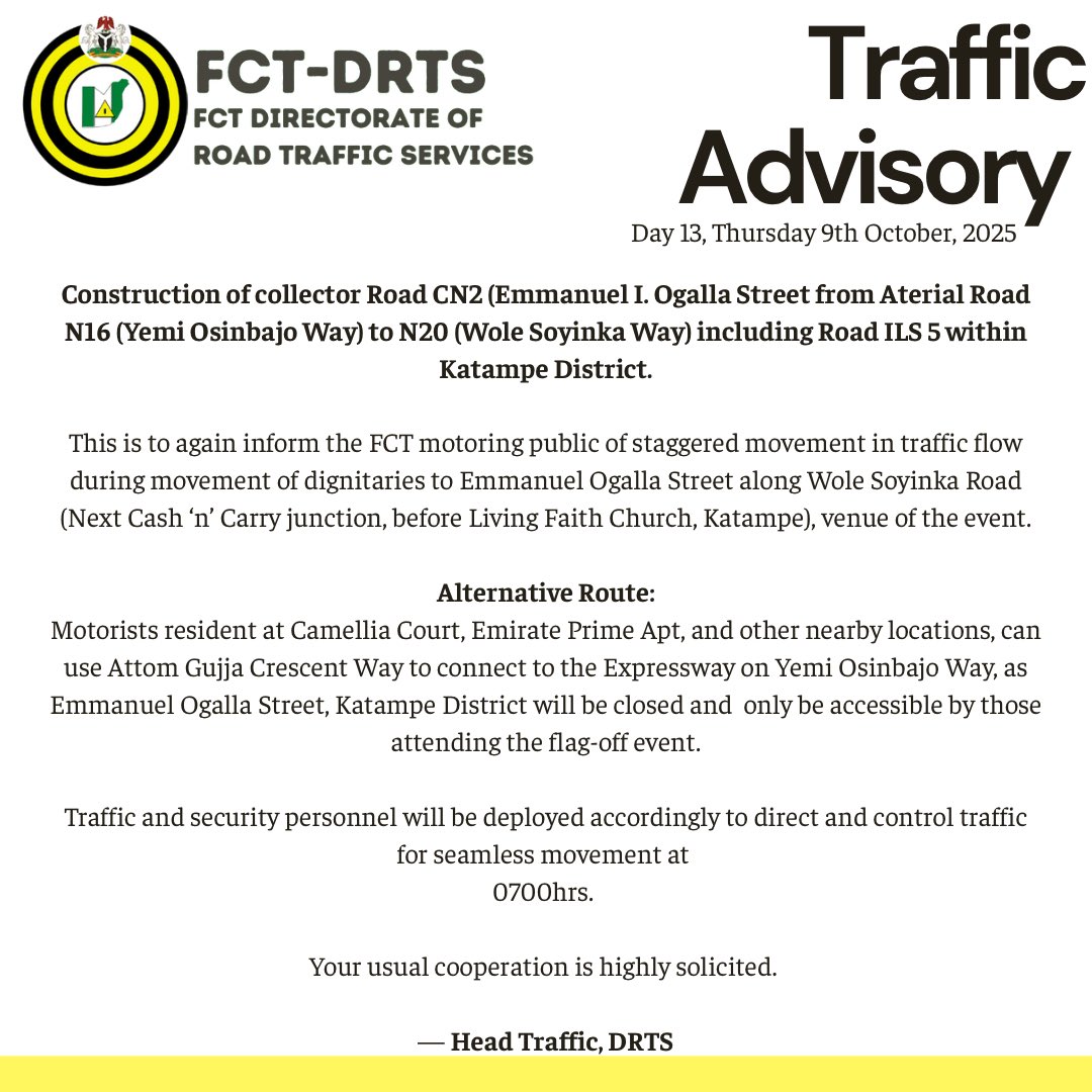 FCT Directorate of Road Traffic Services (FCT VIO) tweet media