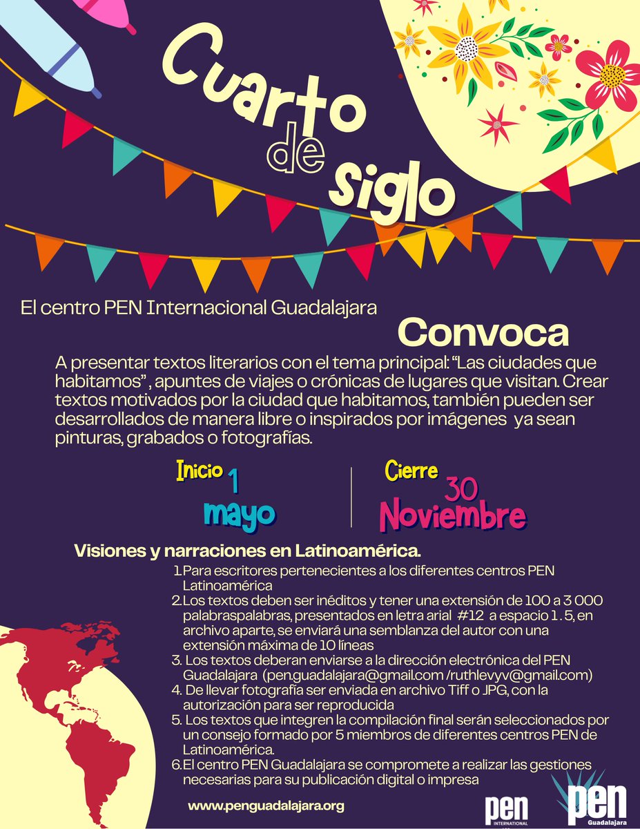 Centros PEN, Invitados...

#convocatoria #Textos #Escritores #PENLationamerica #PENGuadalajara