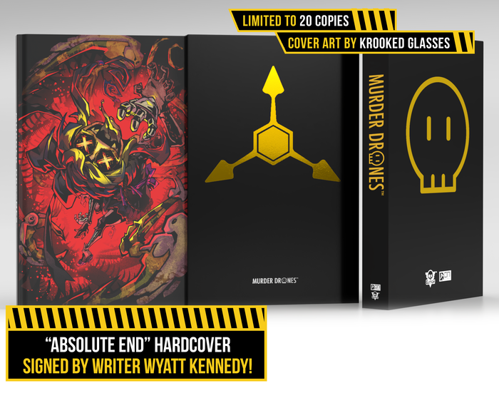 I keep forgetting to share that I done did a cover design for the Murder Drones Graphic Novel Kickstarter