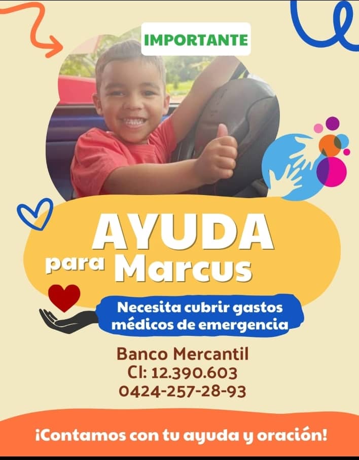 #ServicioPúblico | Marcus, de 4 años, enfrenta por segunda vez un cáncer de riñón. Necesita cubrir gastos médicos de emergencia.
📍Banco Mercantil
CI: 12.390.603
📱0424-257-28-93
¡Toda ayuda cuenta! 🙏