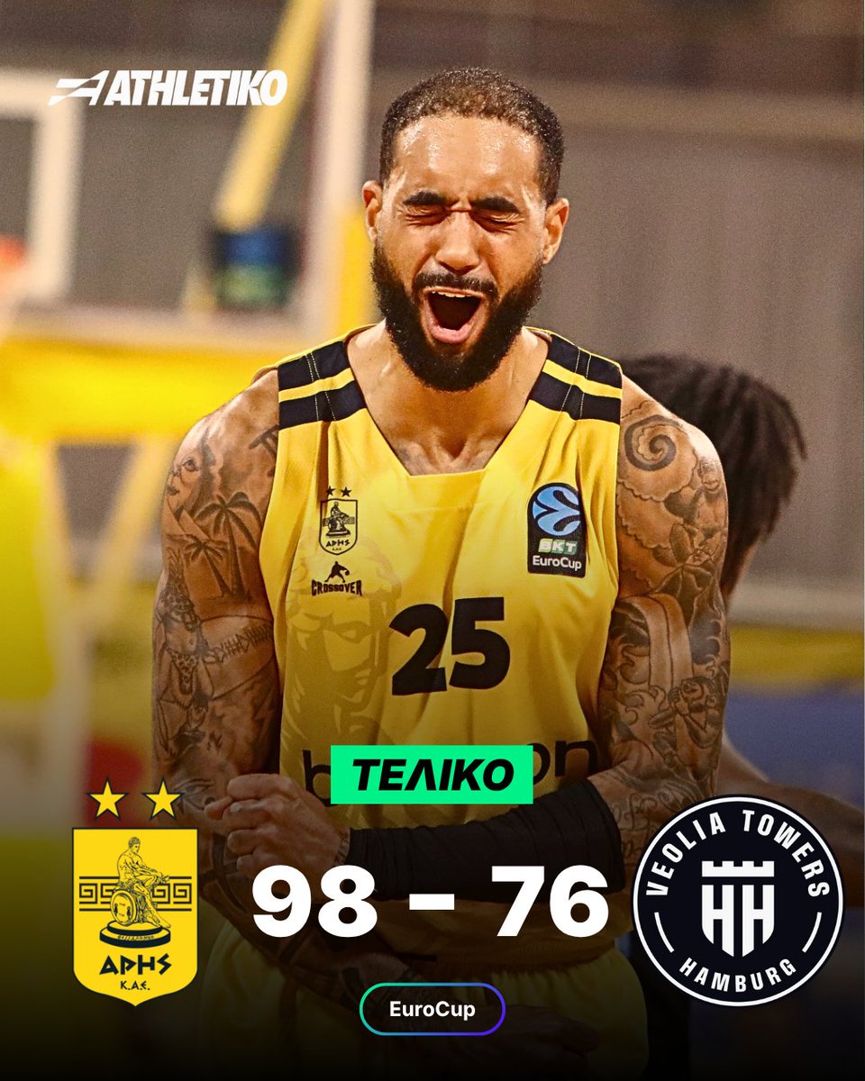 athletiko_gr's tweet image. 💥🟡ΑΡΗΣ ΑΠΟ ΤΑ ΠΑΛΙΑ!  

🥳 Σε ένα παιχνίδι–γιορτή για τον Άρη, με την έλευση του Ρίτσαρντ Σιάο, τη συγκινητική αγκαλιά με τον Νίκο Γκάλη και το γεμάτο «Παλέ», οι «κιτρινόμαυροι» δεν συνάντησαν κανένα πρόβλημα και έκαναν το 2/2 στη φετινή πορεία τους στο EuroCup!

#Aris