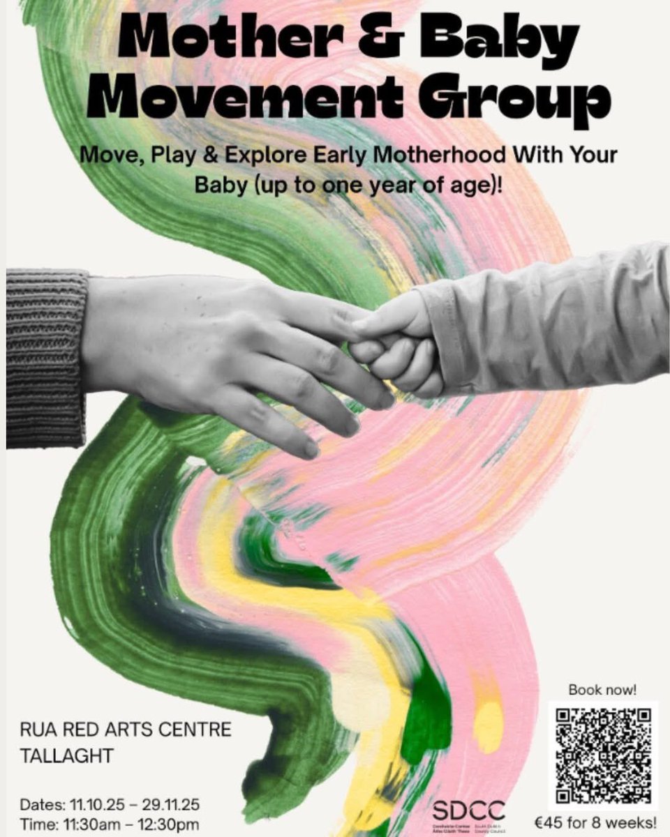 SDCCArts's tweet image. ✨ Calling all new mums &amp;amp; babies (up to 1 year)! 

Join us at @RuaRed for an 8-week journey into movement, creativity, and connection shaped by the beautiful chaos of early motherhood 💫

📅 8-week series from  11 Oct to 29 Nov

More info:
tinyurl.com/46k2fpk5