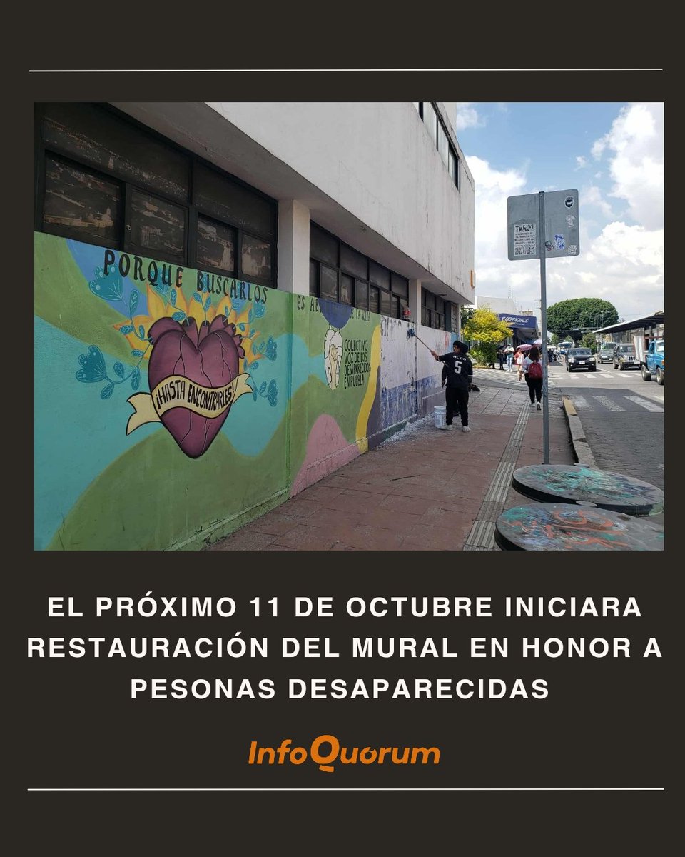 🎨🕯️ El colectivo #VozDeLosDesaparecidosPuebla ha convocado a la restauración del #mural, ubicado en el cruce de la 11 Norte y 4 Poniente, en el #CentroHistórico. Este mural, que albergaba 136 fichas de #búsqueda de #personasdesaparecidas, fue parcialmente retirado en septiembre