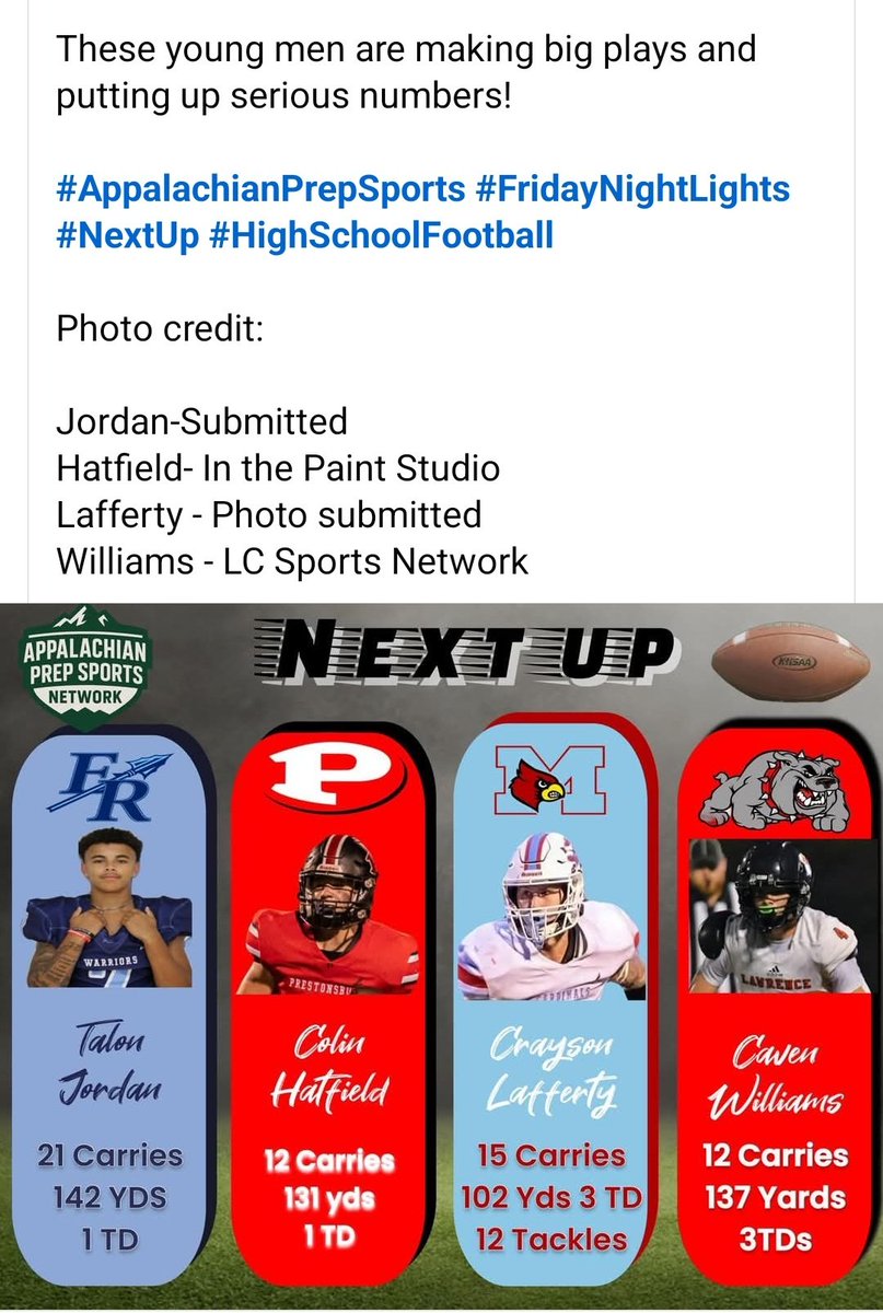bonescl28's tweet photo. Thank you Applachian Prep Sports for giving me Standout Preformer honors this week.  All the players on the list are tough . Congrats 👏 
#kyheadhunter
#Bones28 https://t.co/SPWE8svYQA