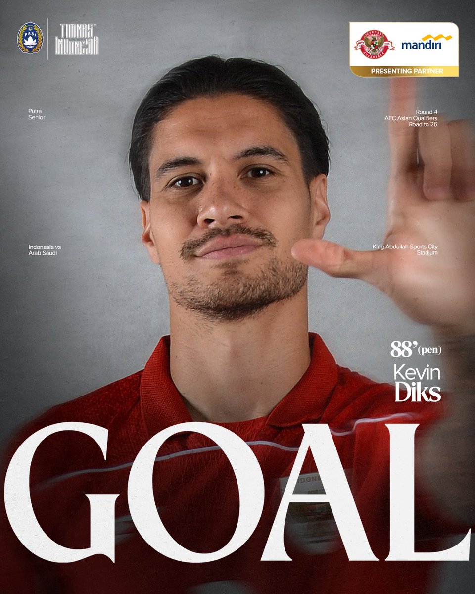 TimnasIndonesia's tweet photo. ⚽ | 𝐆𝐎𝐋! 2-3!

Kevin Diks dari titik putih lagi. 

‣ #TimnasDay
‣ #TimnasIndonesiaMandiri https://t.co/QmqUJ00c8W