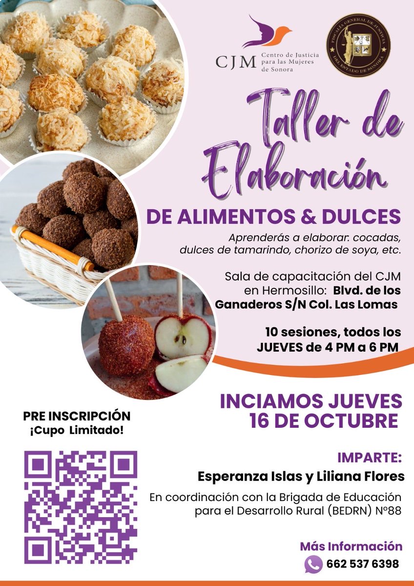cjpmsonora's tweet photo. ¡PRE - INSCRIPCIÓN A TALLER!

✨Taller de Elaboración de Dulces &amp; Alimentos✨

Liga de registro 👉🏻 https://t.co/3LbeAdzW3w https://t.co/UR5WbaTC3C