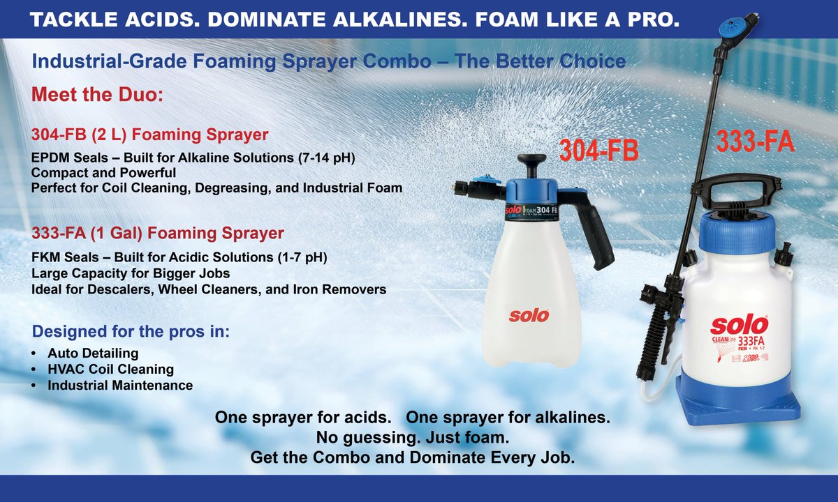 SOLO_USA_'s tweet image. CLEANLine varioFOAM Foaming Sprayers – built tough, chemical resistant and designed for precise, adjustable foam application.
#cleaning #autodetail #foamsprayer