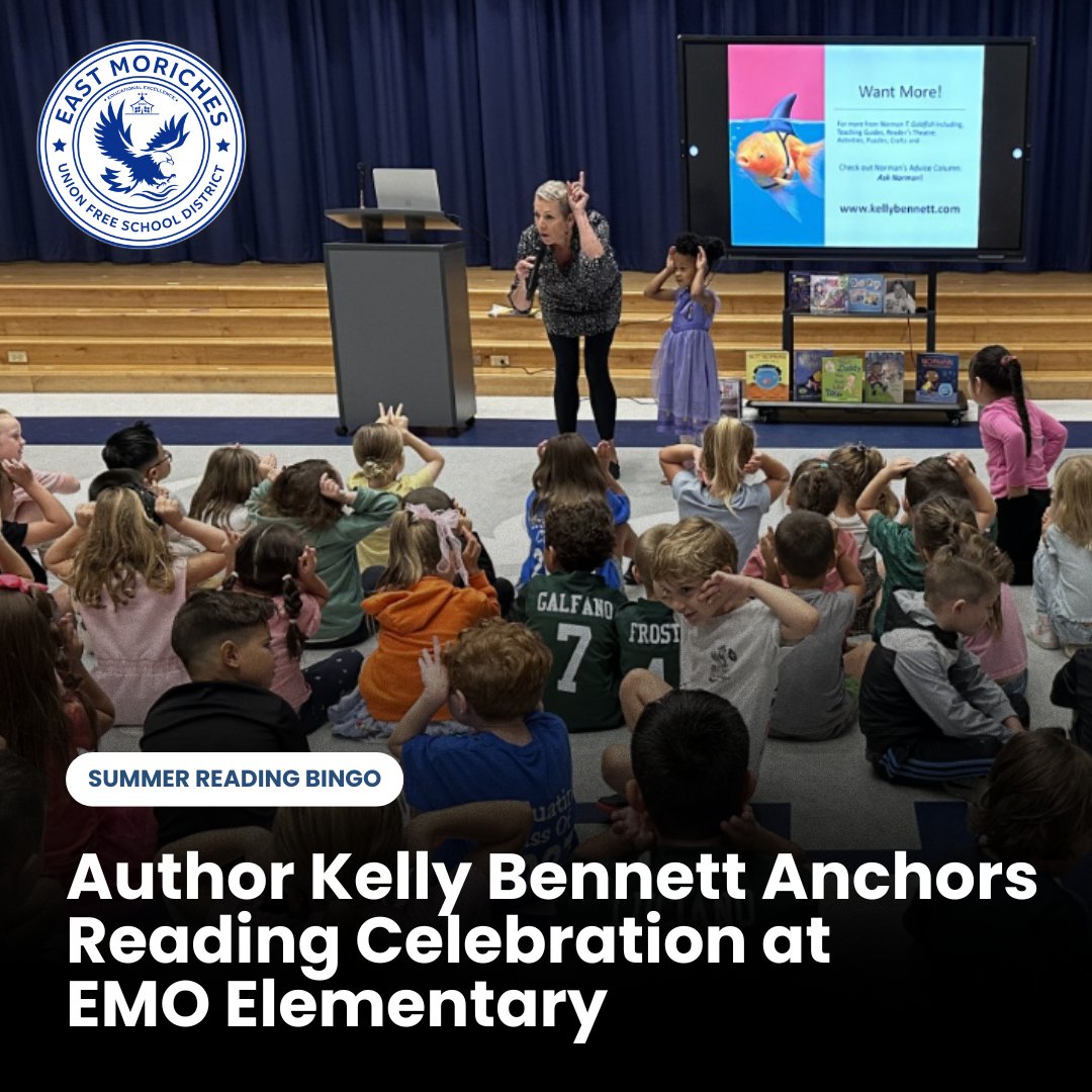 What a treat for our readers! Ms. Mangino organized a special celebration for students who completed their Summer Reading Bingo Boards, featuring a live visit from real-life author Kelly Bennett!