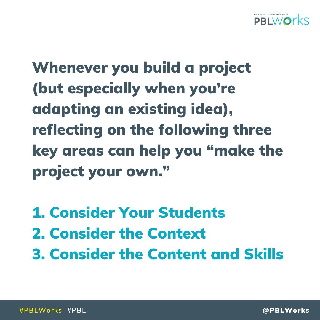PBLWorks's tweet image. Making Projects Your Own: 3 Considerations for Customizing Projects
Full article here: bit.ly/3jHuxRj