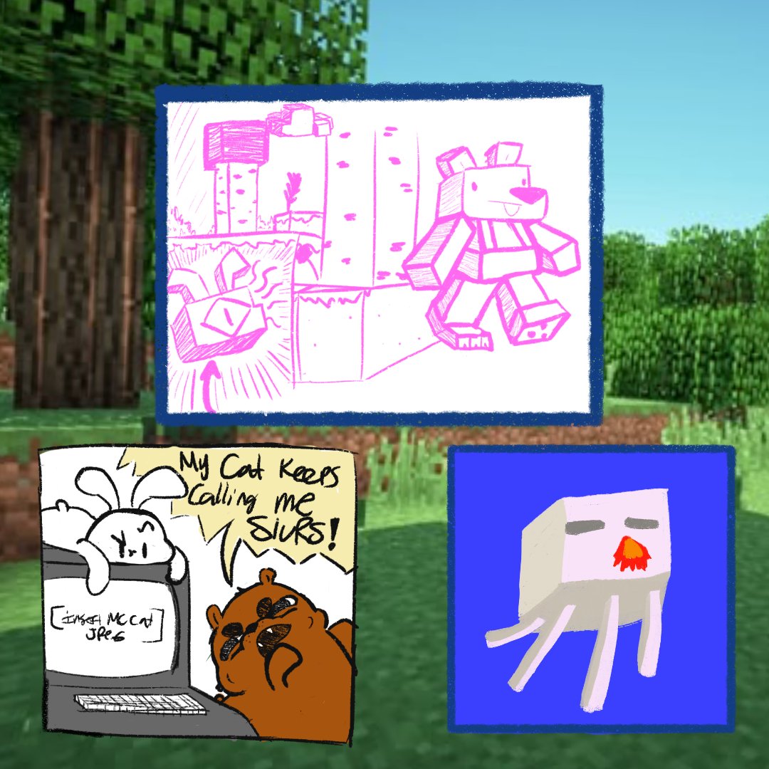 jdanimates's tweet photo. "My cat keeps calling me slurs"- a real thing my bf actually said to me 
#minecraft #funny #comics #art #x https://t.co/MGMfHF6olw