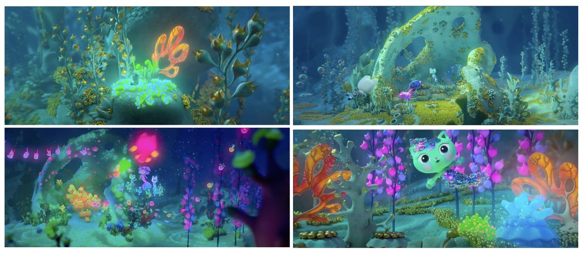 Aquarium set that I designed for Gabby's Dollhouse: the Movie! I attached the scenes from the movie to show how it turned out :) youtu.be/sGX0ugJAV9Y?si…  #gabbysdollhouse