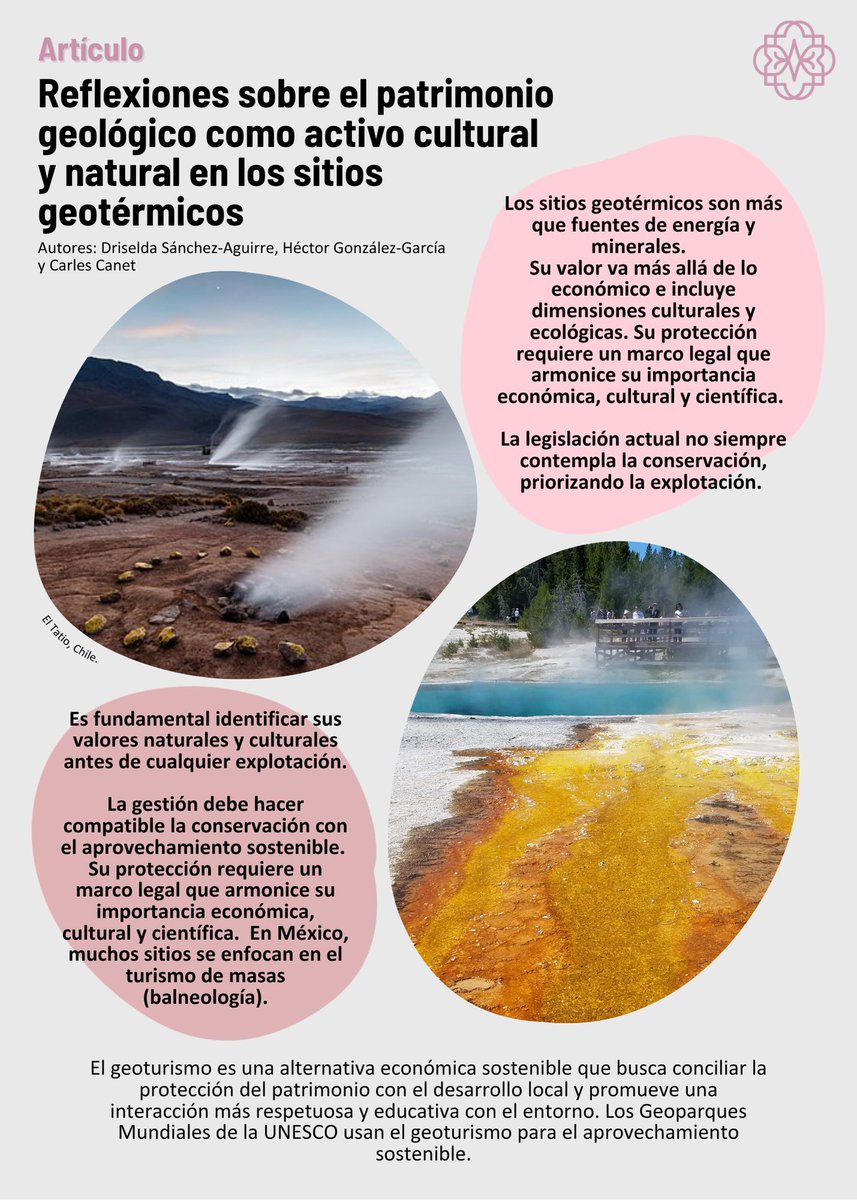 Ya vamos a mitad de semana y hoy te traemos un #articulo que trae a la conversación los sitios geotérmicos. A lo mejor por el clima te anima a visitar y disfrutar algún geiser 😌🗺

Consúltalo completo aquí 👉rmcg.unam.mx/index.php/rmcg…

#SECyT #ENCiT #UNAM #Turismo #Cultura