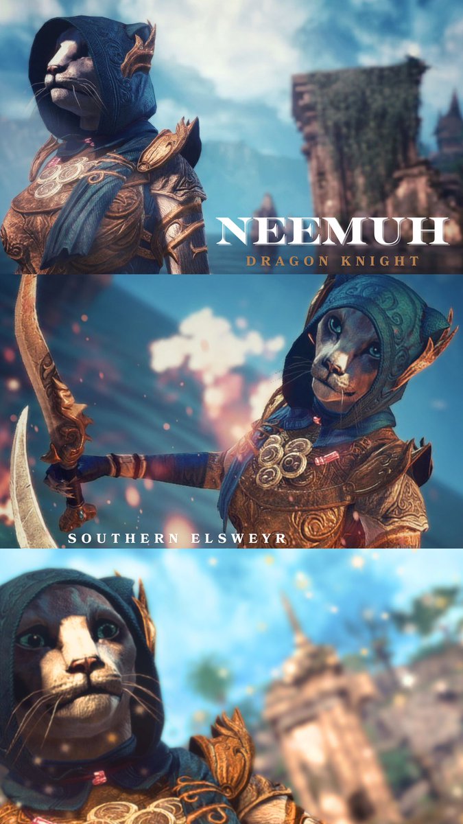 𝐷𝑎𝑛𝑐𝑖𝑛𝑔 𝐹𝑙𝑎𝑚𝑒𝑠.

𖤓 Let  me introduce you to my very first Khajiit, Neemuh. She's a Dragon  Knight and I have to admit that I took a lot of inspiration from one of  my cats to create her, even using a revisited version of her name. 🐱𖤓 #ESOFam #TESO #ESO #khajiit