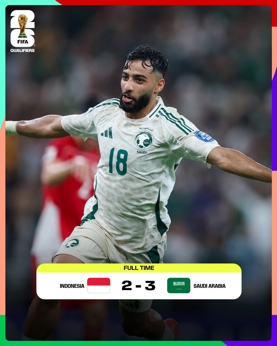 FIFAWorldCup's tweet image. Saudi Arabia hold on against Indonesia in World Cup qualifying 🇸🇦 

#FIFAWorldCup