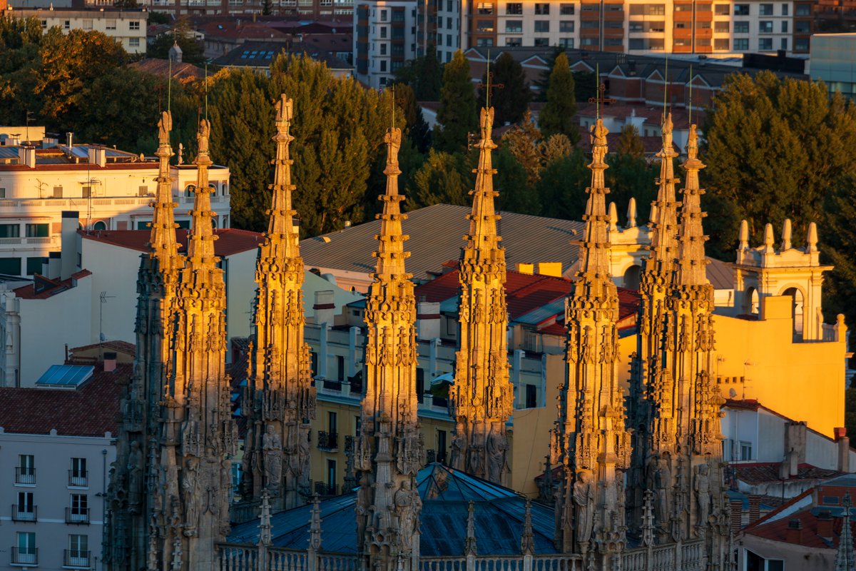 AlvaroSaiz's tweet photo. Oro Gótico: Agujas de la Catedral de Burgos al Atardecer https://t.co/0QXkXOZhi5