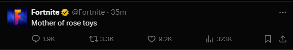 The "Mother of rose toys" tweet from the @DojaCat Fortnite takeover has now  been deleted.
