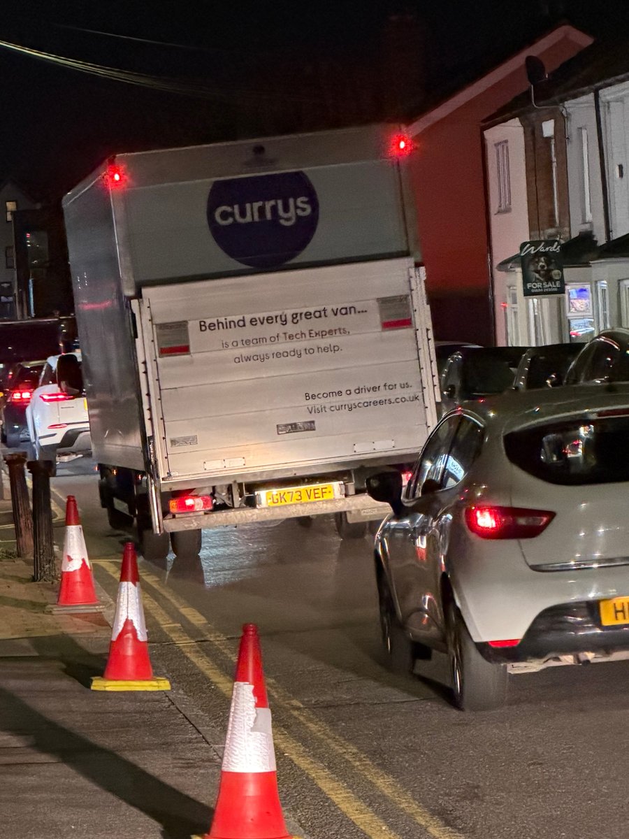 LukeLwch's tweet photo. ⁦@currys⁩ is it stnd for your drivers to ignore road closures, move cones out the way and drive on the public footpaths while pedestrians are walking down then give them abuse? Cos I’ve seen 4 other vans inc. this one from your Snodland depot doing this https://t.co/ALMJKWQVTy