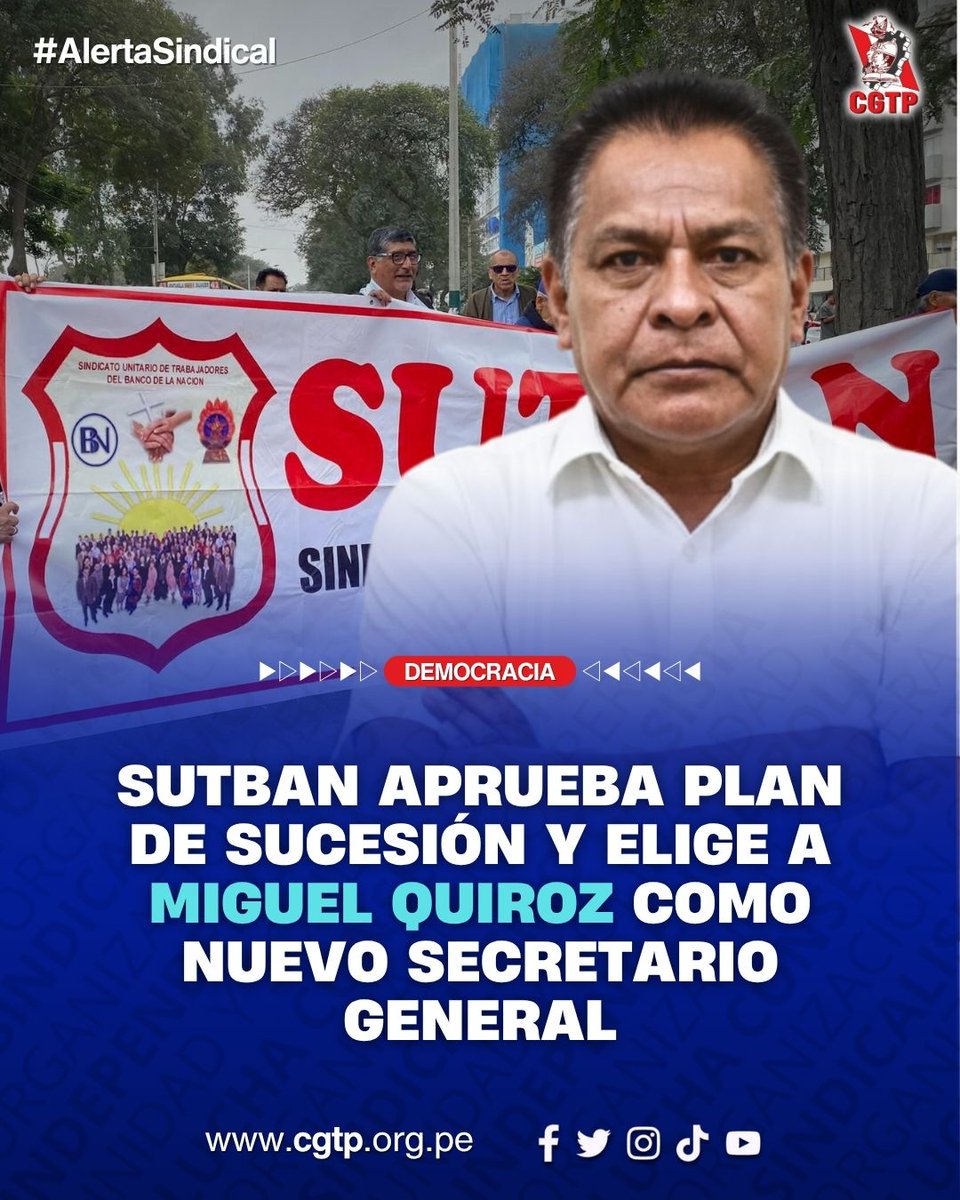Asamblea Nacional del SUTBAN eligió nuevo secretario general y aprobó acuerdos clave en defensa de los derechos laboral
La CGTP saluda estos acuerdos y reafirma su compromiso con la unidad sindical en el SUTBAN.