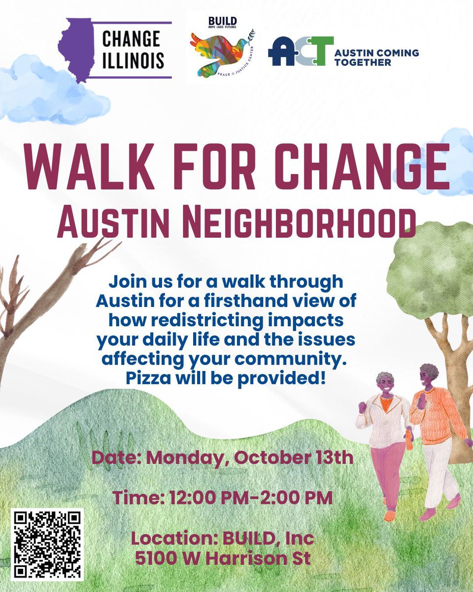 On Monday, October 13th, join CHANGE Illinois, BUILD, Inc., and Austin Coming Together for our Walk for CHANGE event through the Austin neighborhood. This will give you a firsthand experience of how gerrymandering impacts our day-to-day lives and our communities.