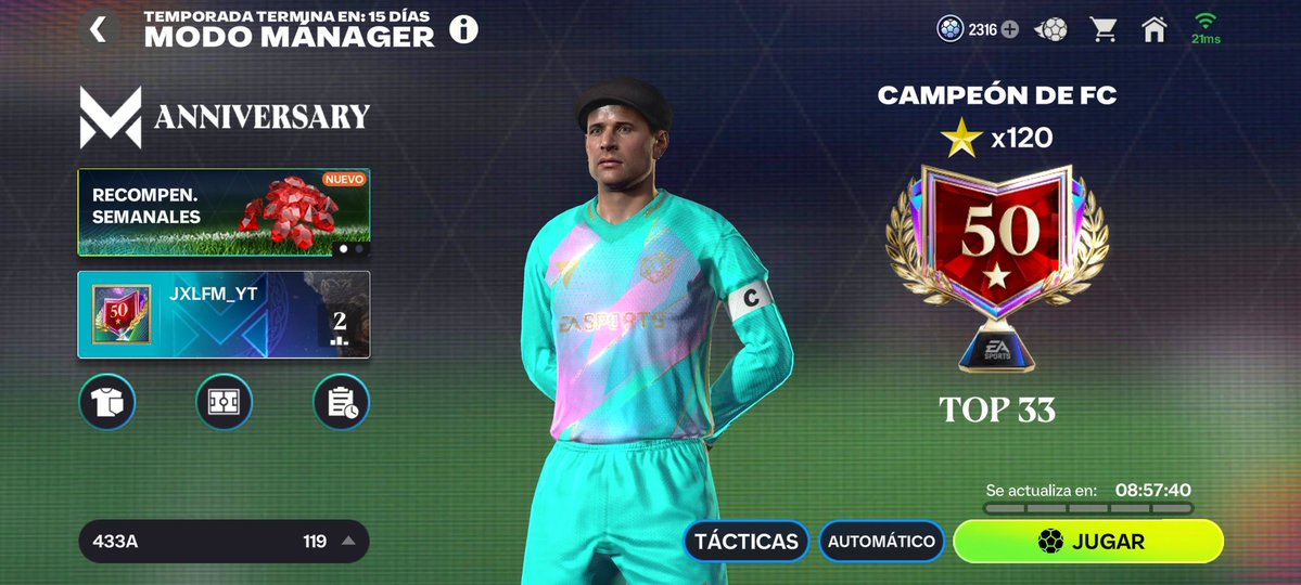 JXLFMYT's tweet image. Universal Manager Mode Tactics for FC Mobile! 🚀⚡

Easily get 10-50+⭐ &amp;amp; 
🎁20,000 Gems!

Key Formations: 433A, 41212, 424.and more...All formations you can try

🚨 KEY TIP for Champion Tier:
Use NEW cards&amp;amp; high OVR!
1 New Card= 10⭐
5 New Cards= 50⭐

It works! #FCMobile