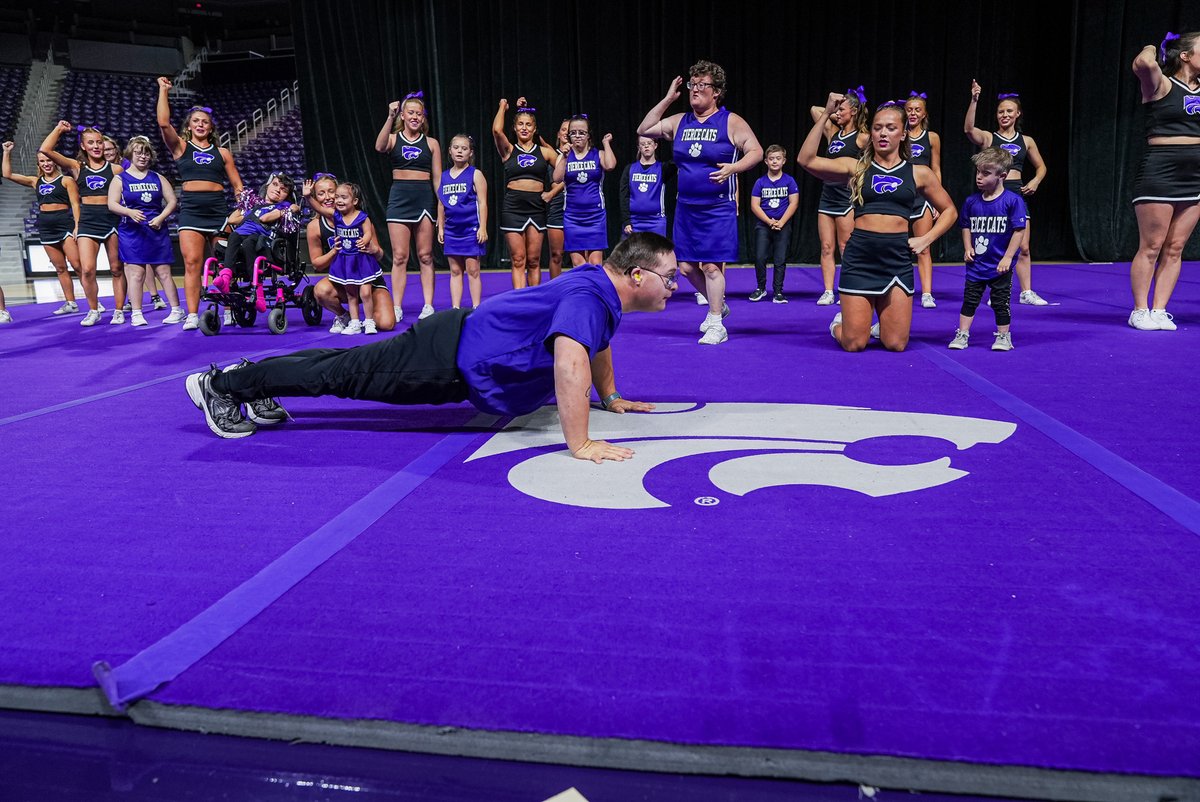 KStateAlumni's tweet photo. The Fierce Cats 4th performance at Wildcat Request Live was one to remember ๐
The Fierce Cats are a group of special needs individuals who practice once a month with the K- State Cheer team and participate in several events with the team.
#KStateHC https://t.co/bNUpG5NQ3n
