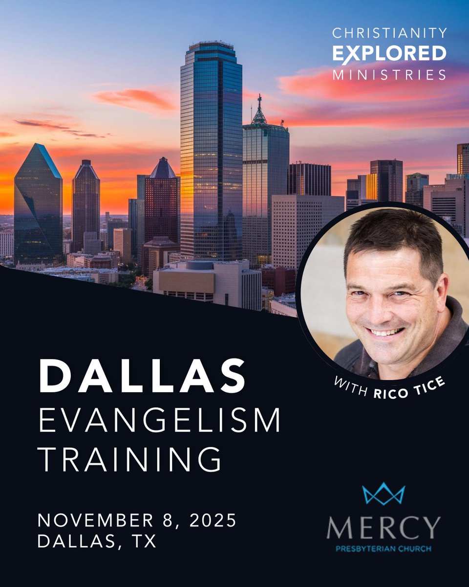 Help us get the word out! Do you know folks in Texas who would love to join Rico Tice for a practical afternoon of evangelism training? 

📅 Saturday, Nov. 8, 2025
🕐 1:00–5:00 PM (doors open 12:30)
📍 Mercy Presbyterian Church, Dallas, TX

Let’s equip more people to share Jesus!