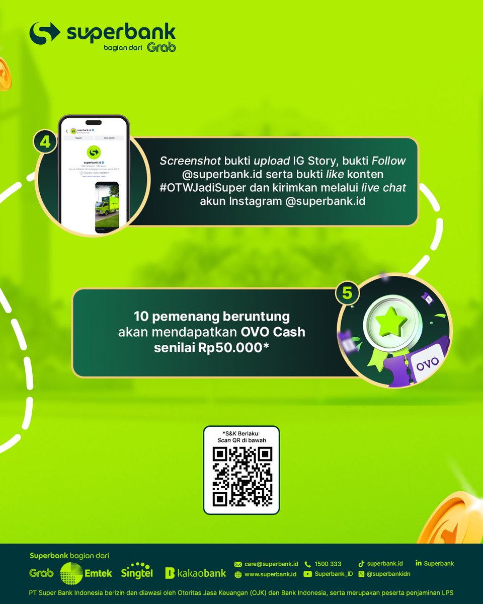 superbankidn's tweet image. Kata, kata apa yang bisa bikin untung? Kata-kata di mobil Superbank! 🥳🤣

Yuk, foto kata-kata di mobil Superbank dan upload ke IGS biar kamu bisa menangin OVO Cash Rp50.000*!

Buruan ikutan sekarang dan jangan sampai mobil supernya dilewatin gitu aja yaaa! 😋

Periode: 
Foto…