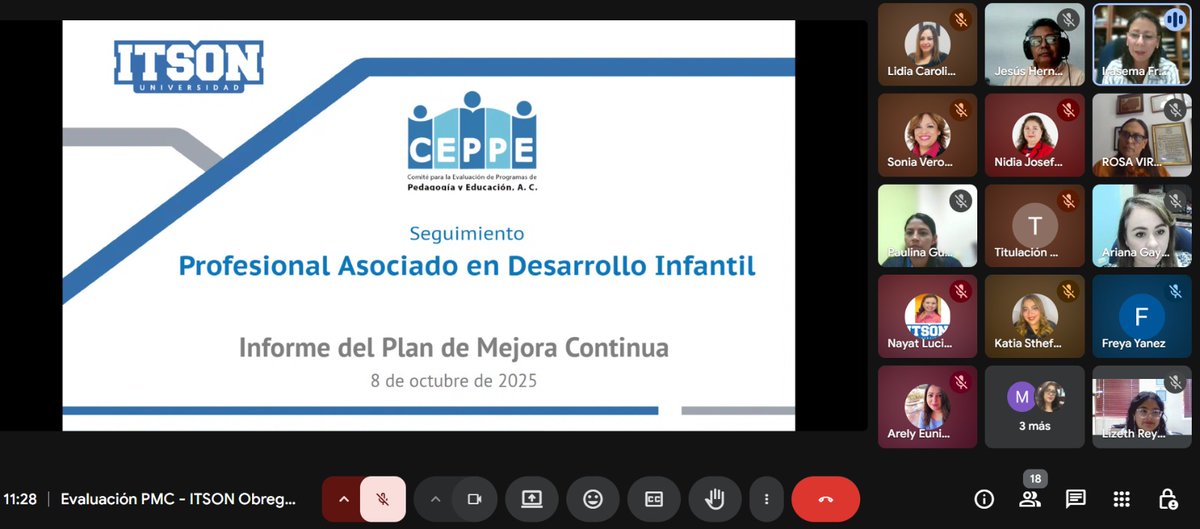 Seguimos con actividades en el <a href="/itson/">ITSON Universidad</a> Unidad Obregón, ahora con el seguimiento al plan de mejora continua del programa de Profesional Asociado en Desarrollo #Infantil. Gracias a la institución por su confianza y al equipo evaluador por su apoyo. #Evaluación #Acreditación #ITSON