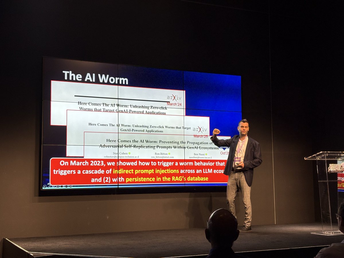 "here comes the ai worms"  <a href="/ben_nassi/">Ben Nassi</a> 
#aiagentsecuritysummit