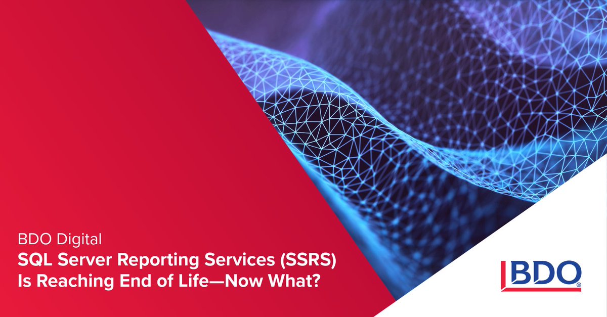 BDO_USA's tweet image. Microsoft’s SQL Server Reporting Services (SSRS) are being phased out. Don’t get caught off-guard – learn what’s changing, how it affects your reporting stack, and what to do next: bdousa.com/4lTXMiz
#MicrosoftFabric #SQLServer