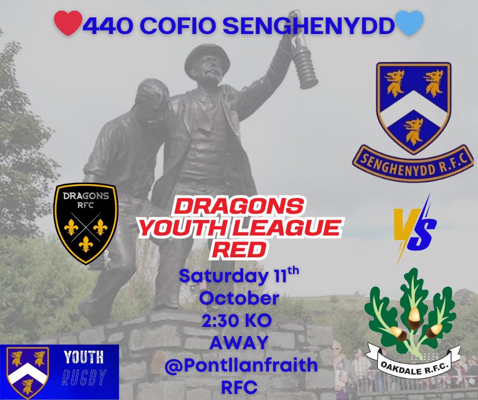 🟥🟦After Saturdays defeat the #future look to get back to winning ways away to <a href="/OakdaleYouthRFC/">Oakdaleyouthrugby</a> and get the league campaign back on track 

⏰2:30KO
📍Pontllanfraith RFC 

#SnegYOOF #SRW72 #myclubmyfamily #440CofioSenghenydd
#Dragons