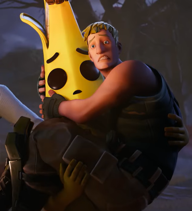 BASSSLAPPING's tweet photo. yall think peely breastfeeds jonesy and strokes his hair while whispering sweet nothings in his ear in a very motherly voice 🤔🤔 #fortnitelore #fortnitetheory https://t.co/zBdqpy3AfJ