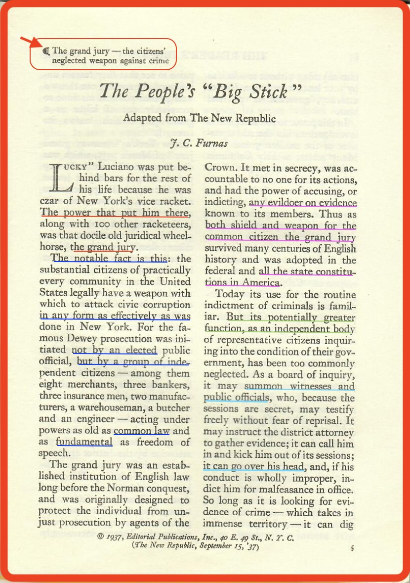 fundamentalaw's tweet image. 📢Grand Jury Appetizer🍔
The👑People&apos;s &quot;Big Stick&quot; is a 🔥wow🔥wow🔥wow read from 1937 Readers Digest 

&quot;The grand jury--the citizens&apos; neglected weapon…&quot;
forums.national-assembly.net/viewtopic.php?…

Learn @RealDaveCares4u 
#stateconstitutionS #itiswritten #noticeaffidavits
h/t @MarketTrendAdv 
🙏💟