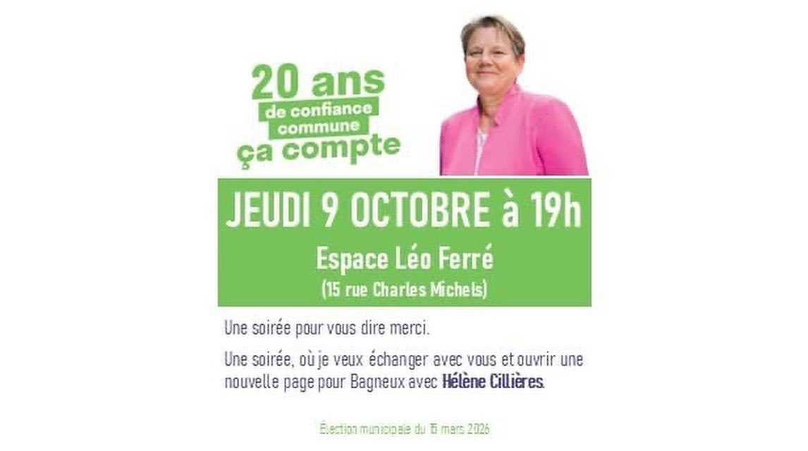 Rendez-vous ce jeudi 9 octobre, espace Léo Ferré à #Bagneux